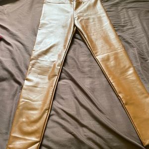 Look-like leather pants and  cotton-thread material;